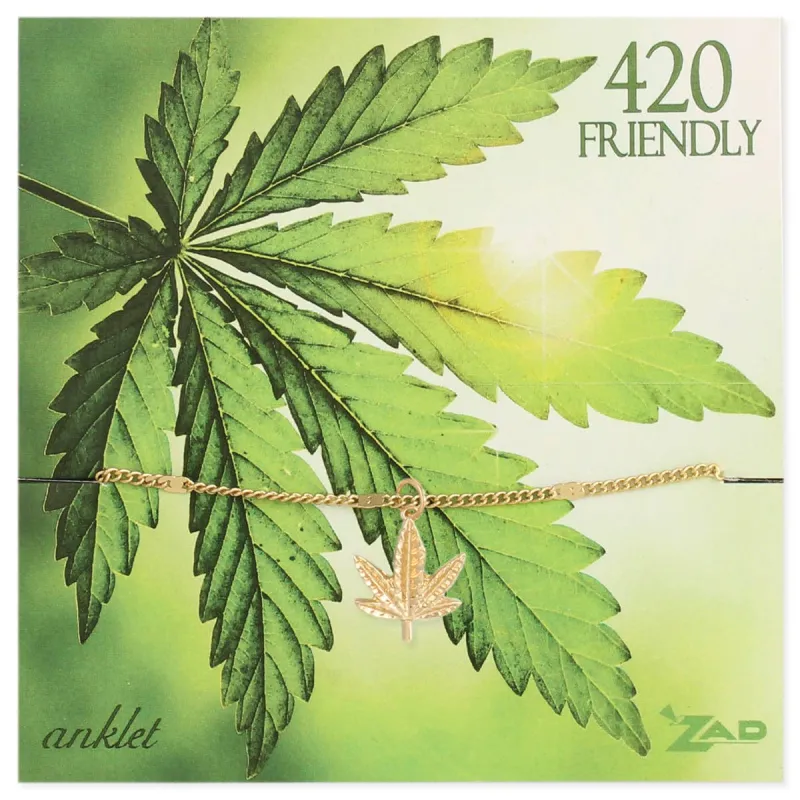 420 Friendly Cannabis Leaf Charm Anklet sold by Sunbeam