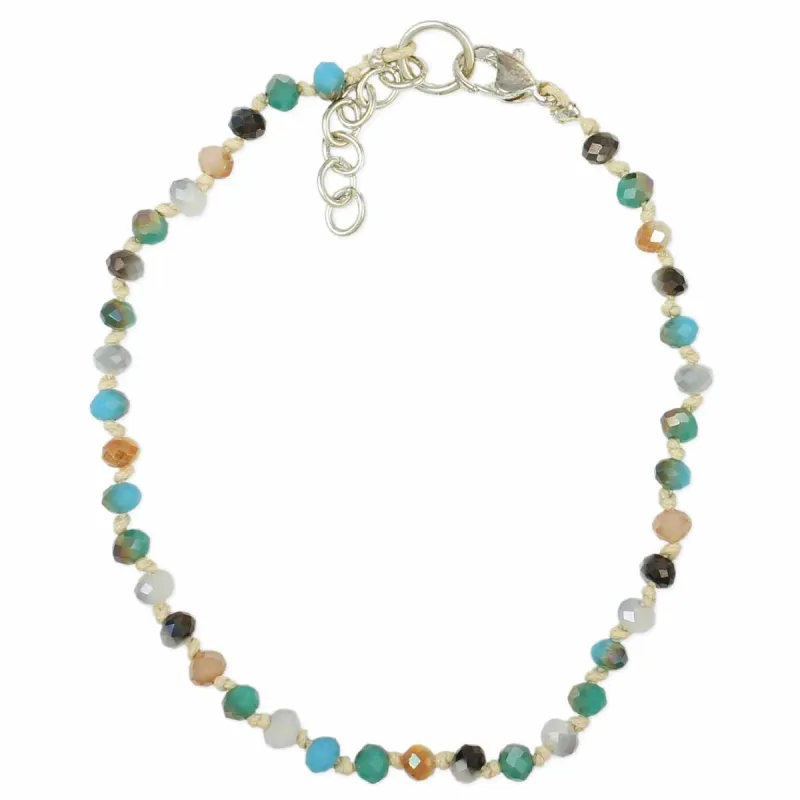 Beachside Knotted Facet Bead Anklet sold by Sunbeam