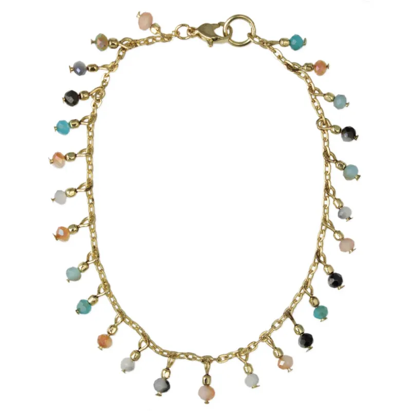 Shimmering Sea Multicolor Bead Charm Anklet sold by Sunbeam