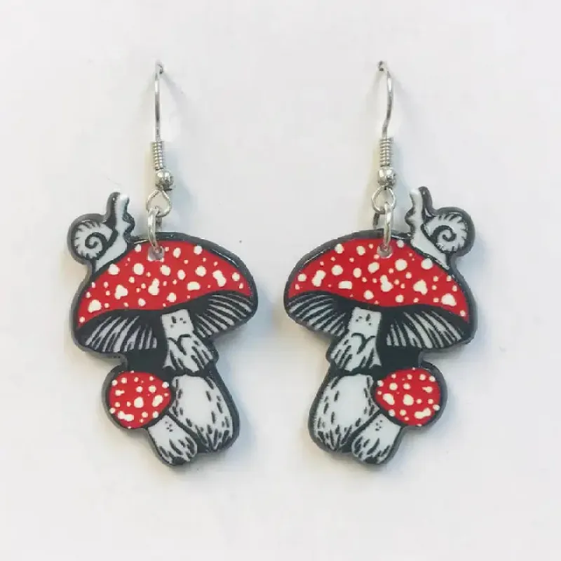 Snail on Cottagecore Mushroom Earrings sold by Sunbeam