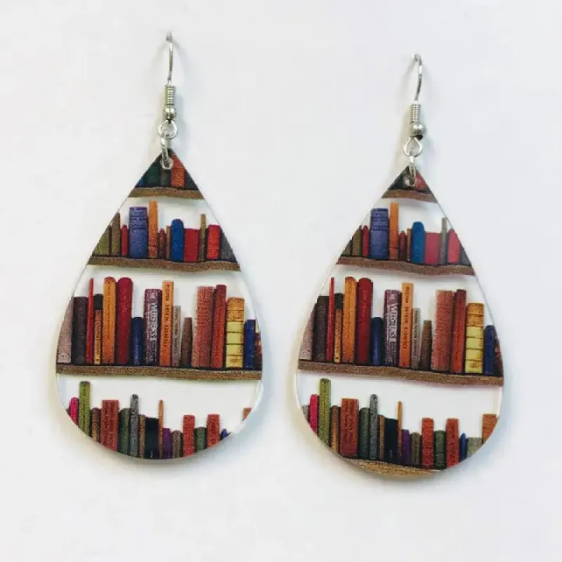 Librarian Teacher Bookshelf Earrings made by Sunbeam