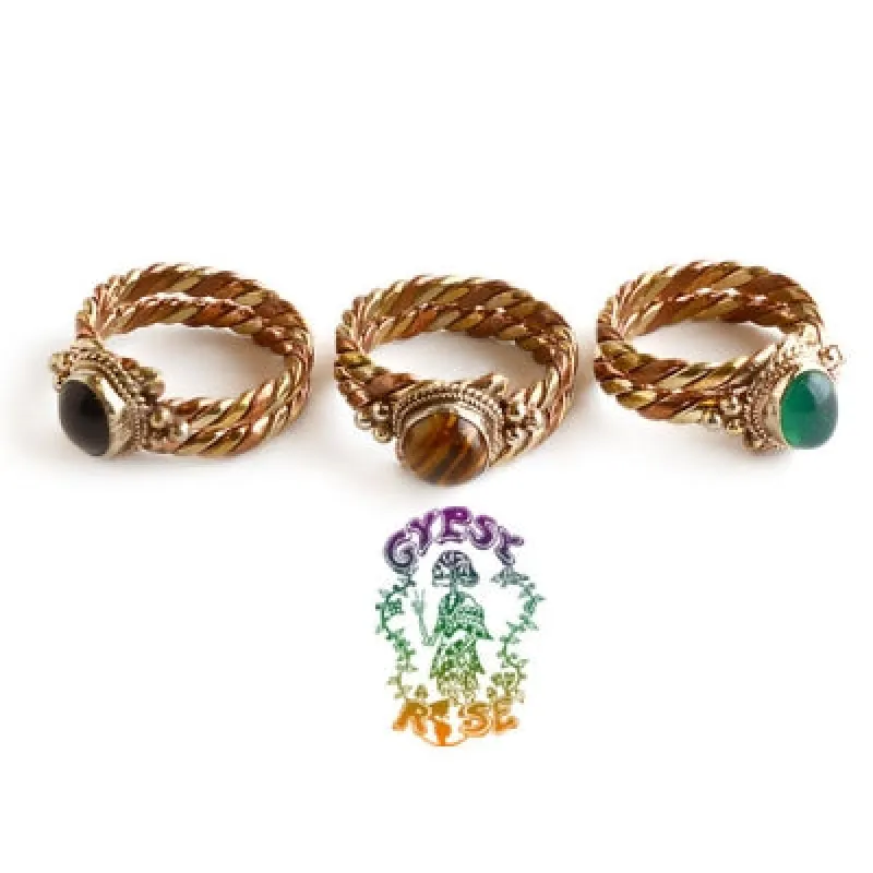 Healing Hands Three Metal Gemstone Ring sold by Sunbeam