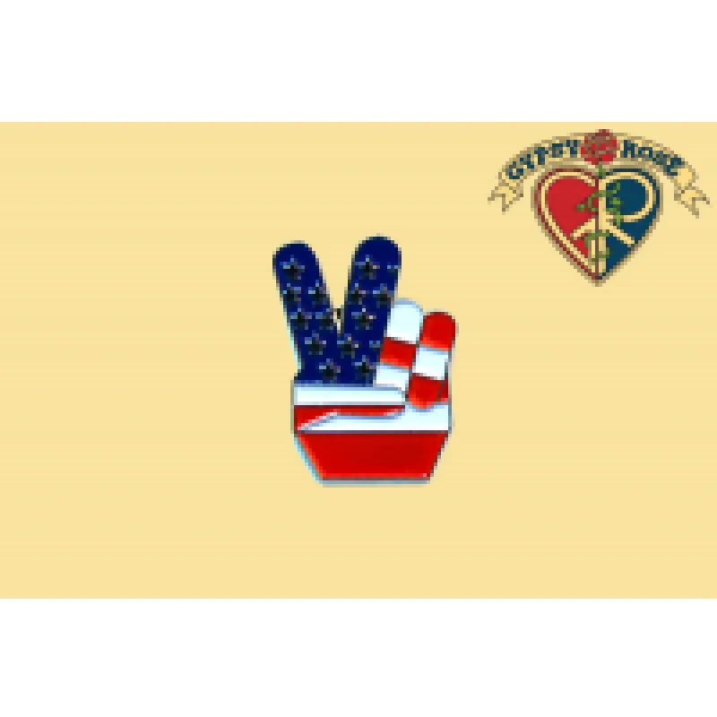 USA Flag Peace Finger Pin sold by Sunbeam