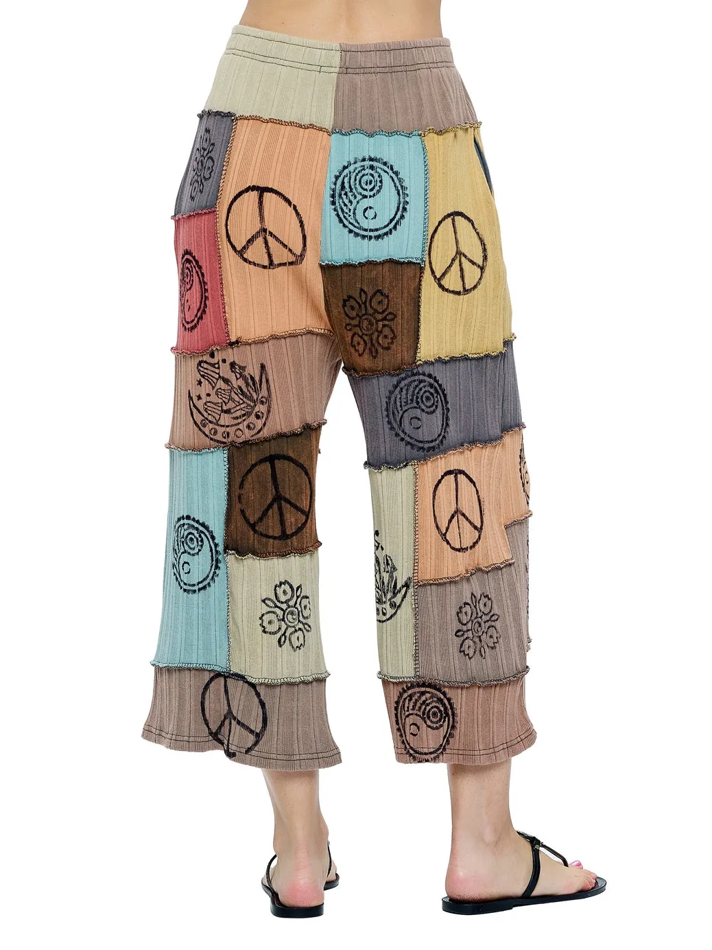 Pants Hippie Patchwork Multi Color Hand Printed Midi sold by Sunbeam product image thumbnail 3
