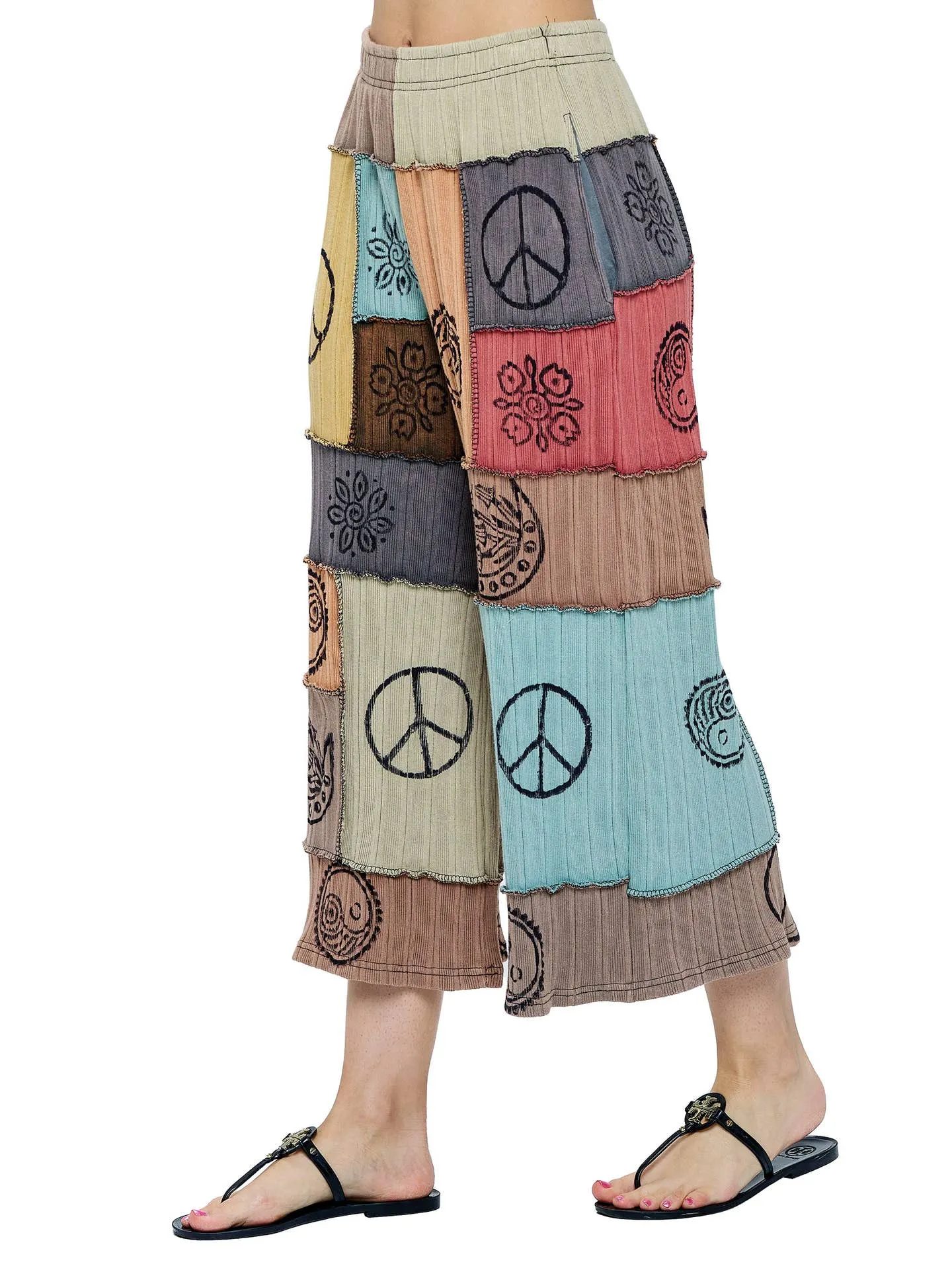 Pants Hippie Patchwork Multi Color Hand Printed Midi sold by Sunbeam product image thumbnail 2