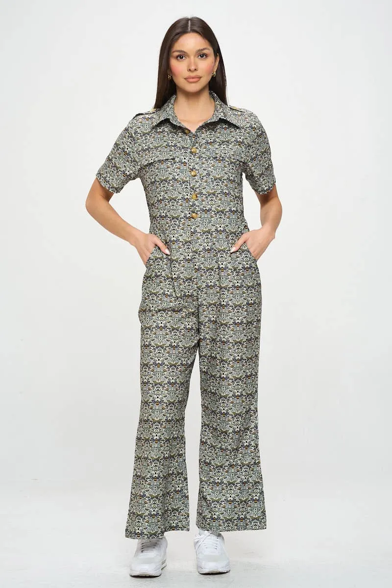 Bee Mushroom Print Overall Jumpsuit sold by Sunbeam
