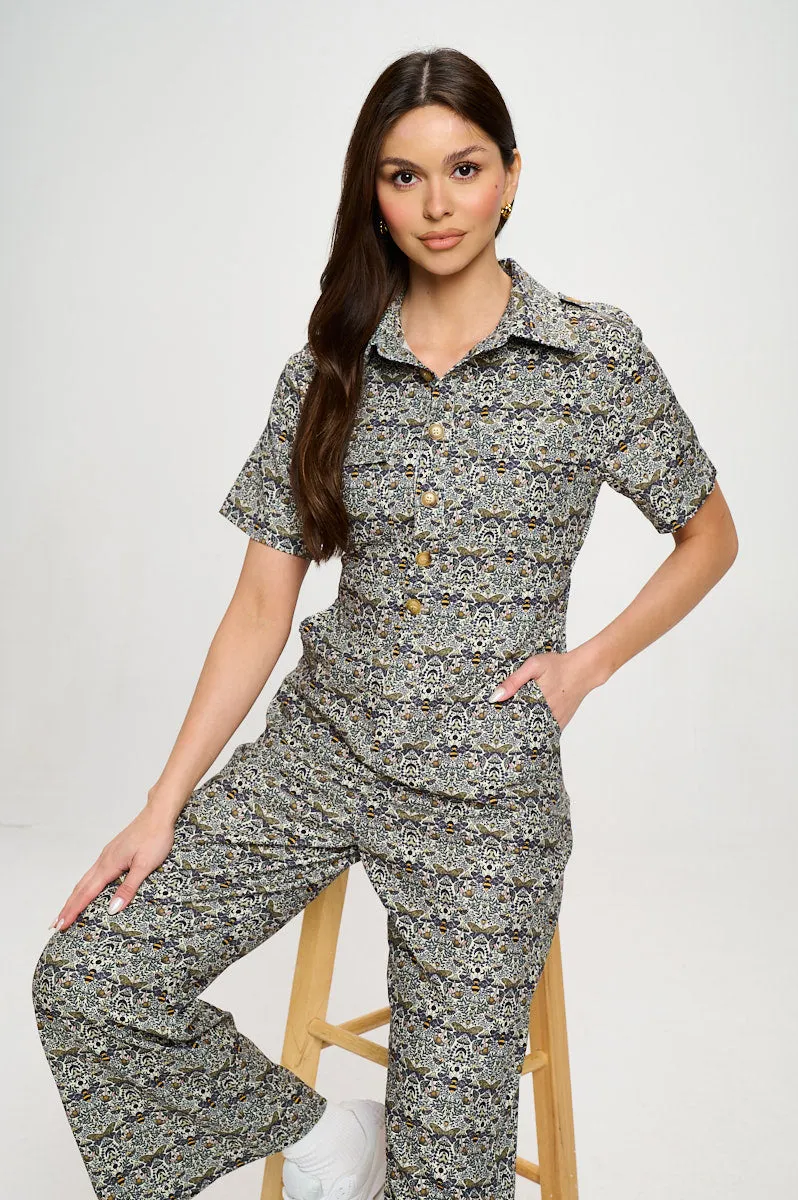 Bee Mushroom Print Overall Jumpsuit sold by Sunbeam product image thumbnail 3