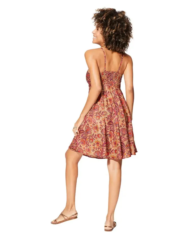 Sleeveless Short Summer Dress - Tan & Red sold by Sunbeam product image thumbnail 2