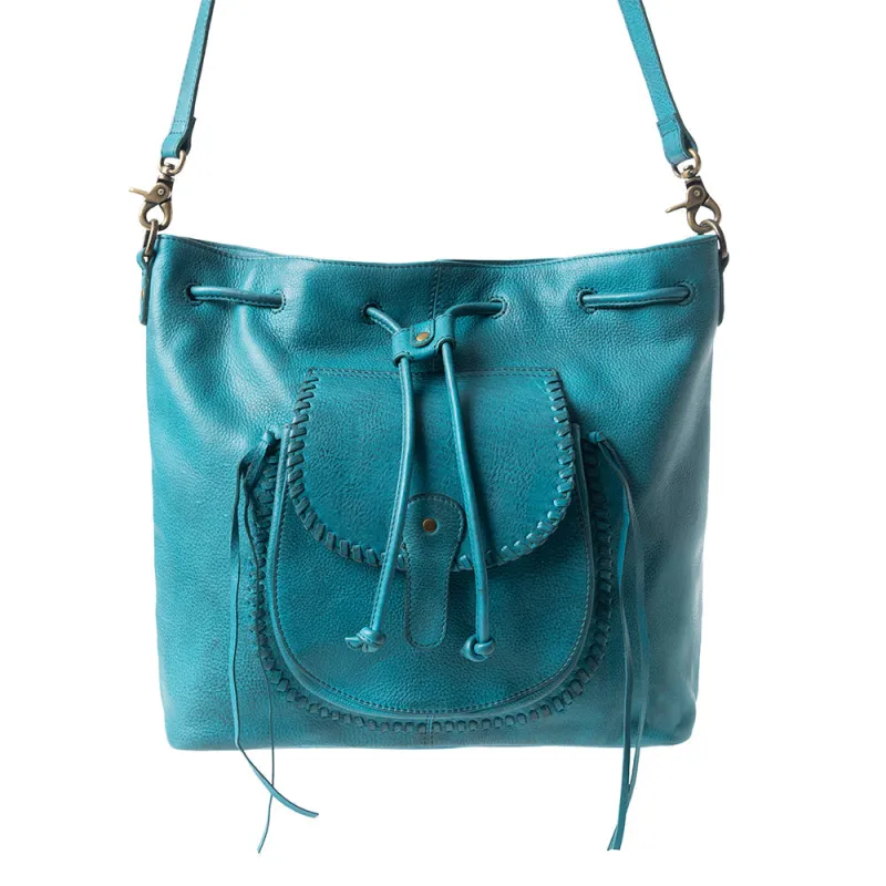 Mika Saddle Bucket Bag In Blue sold by Sunbeam