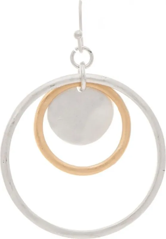 Two Tone Center Disc Circles Earring sold by Sunbeam