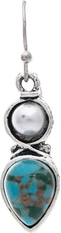 Silver Pearl Top Turquoise Mother Shape Earring sold by Sunbeam