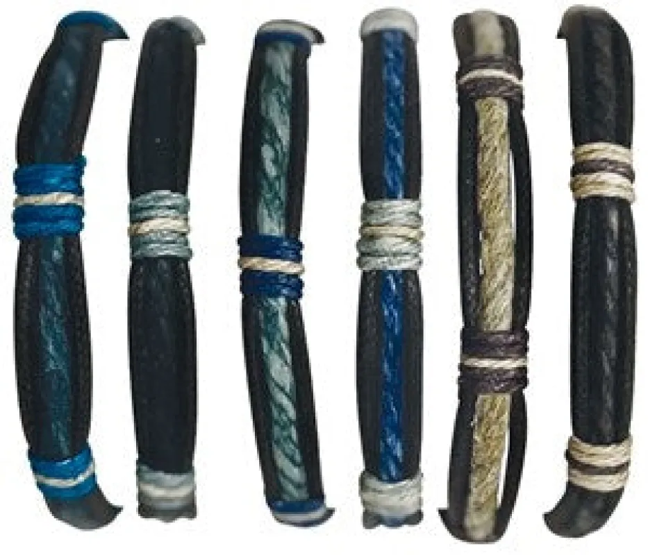 Leather With Block Weave Pattern Slide-Knot Adjustable Bracelet sold by Sunbeam