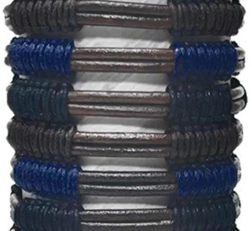 Leather With Woven Pattern Slide-Knot Adjustable Bracelet Assorted sold by Sunbeam