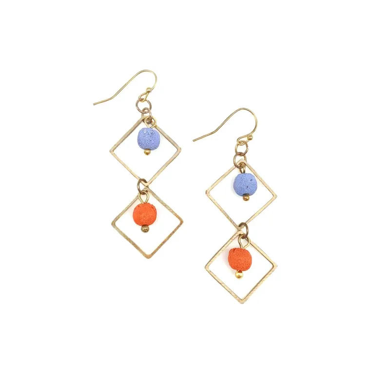 Aasha Open Square Frame with Small Beads Earrings sold by Sunbeam