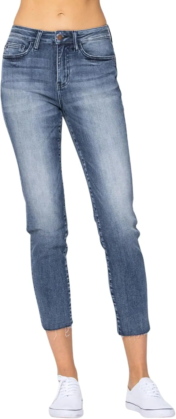 Judy Blue High-Rise Raw Hem Relaxed Fit sold by Sunbeam