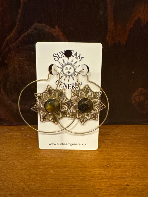 Sarojani Flower Earring with Gemstone sold by Sunbeam