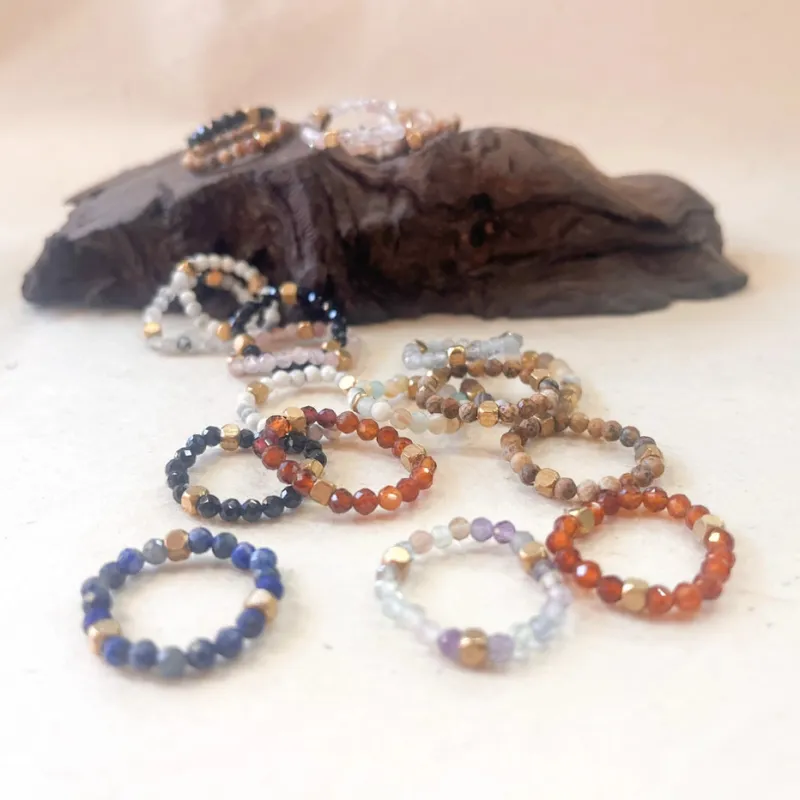 Gemstones Natural Cut/Faceted Elastic Ring sold by Sunbeam