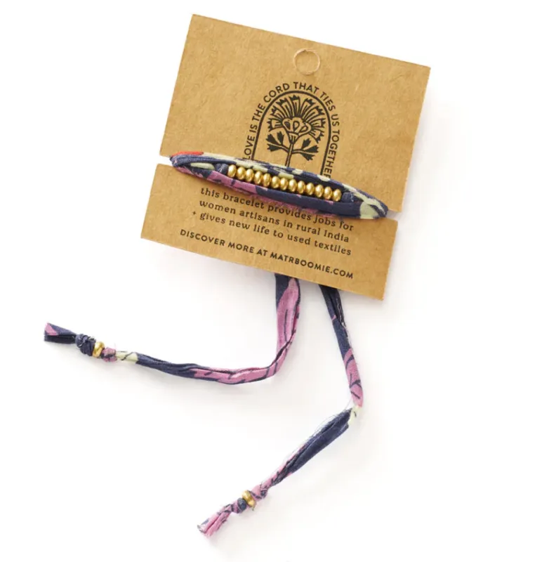 Priya Thread Bracelet - Assorted Upcycled Sari Fabrics sold by Sunbeam