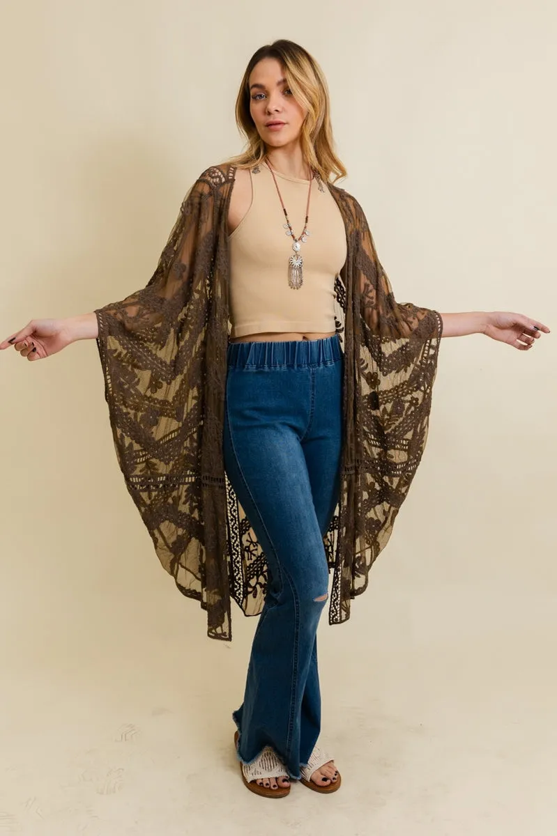Embroidered Mesh Leaf Botanical Kimono sold by Sunbeam product image thumbnail 2