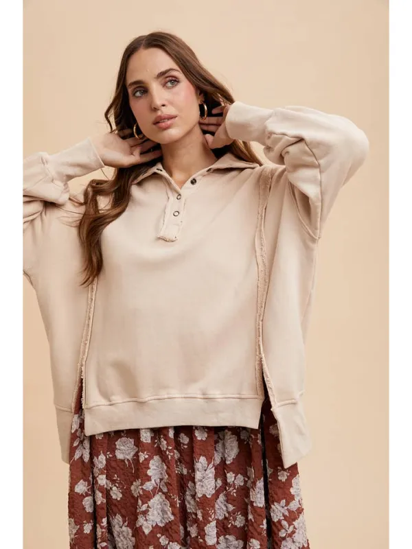 Vintage Washed Terry Polo Pullover made by Inloom