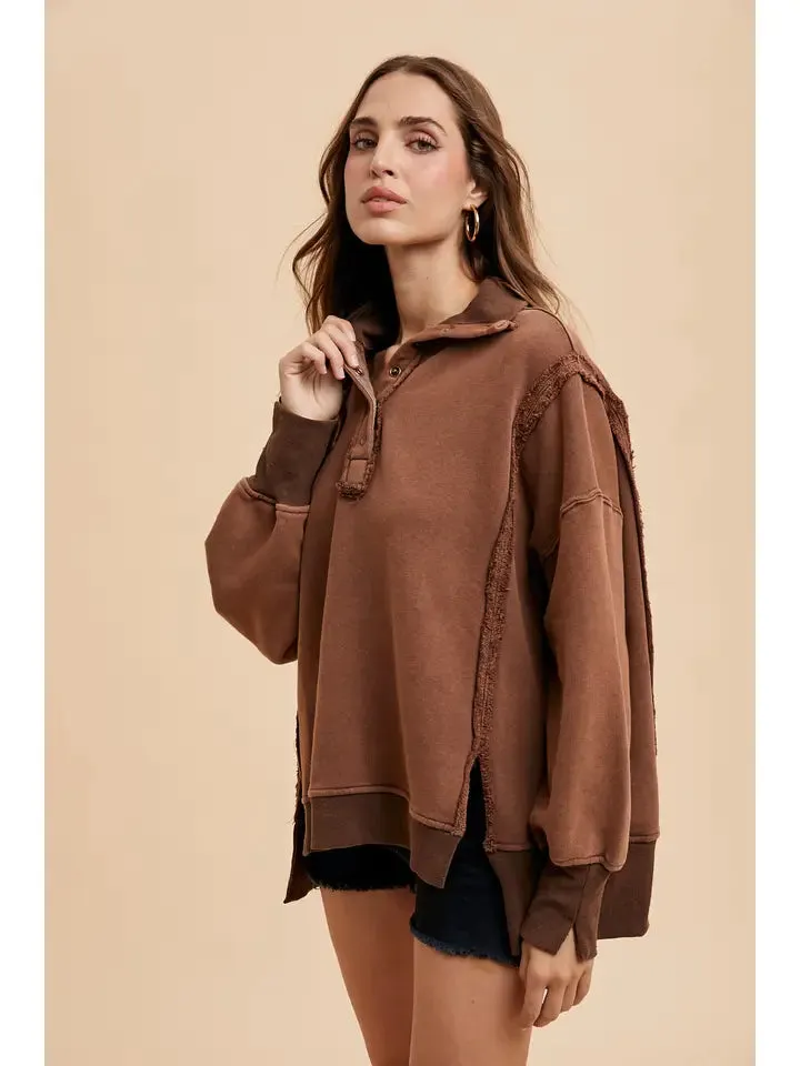 Vintage Washed Terry Polo Pullover sold by Sunbeam product image thumbnail 4