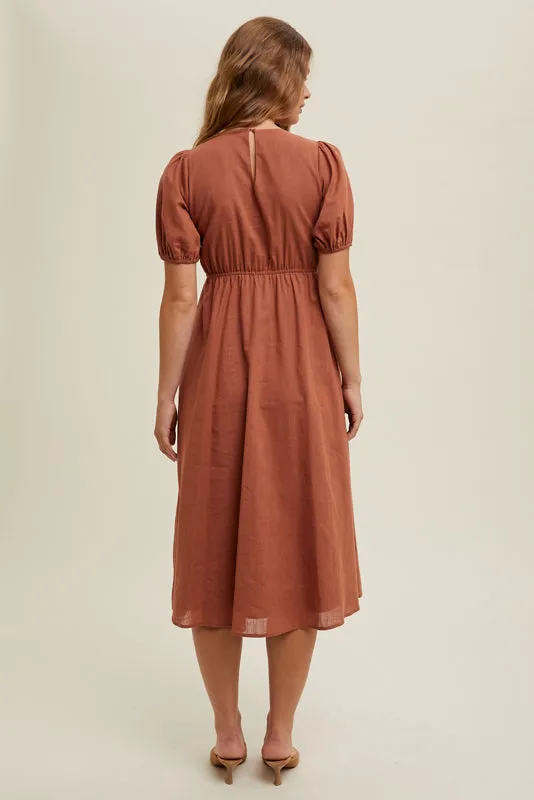 Texured Puff Sleeve Midi Dress - Sienna sold by Sunbeam product image thumbnail 2