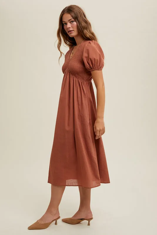 Texured Puff Sleeve Midi Dress - Sienna sold by Sunbeam product image thumbnail 3