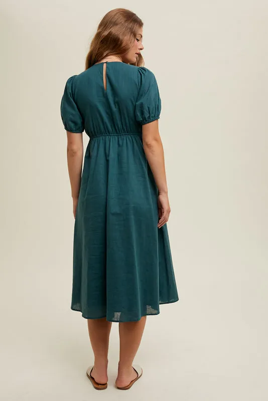 Textured Puff Midi Dress- Green sold by Sunbeam product image thumbnail 2