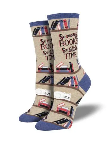 Women's Time For A Good Book - Hemp Heather Socks sold by Sunbeam