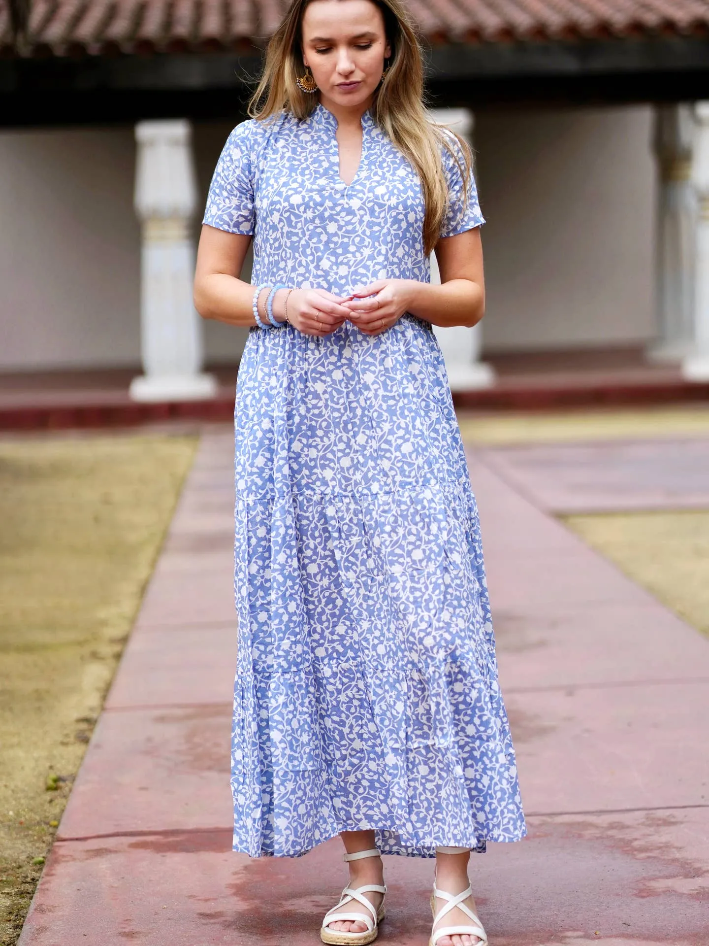 Alia Maxi Dress Blue White (Light Blue) sold by Sunbeam product image thumbnail 2