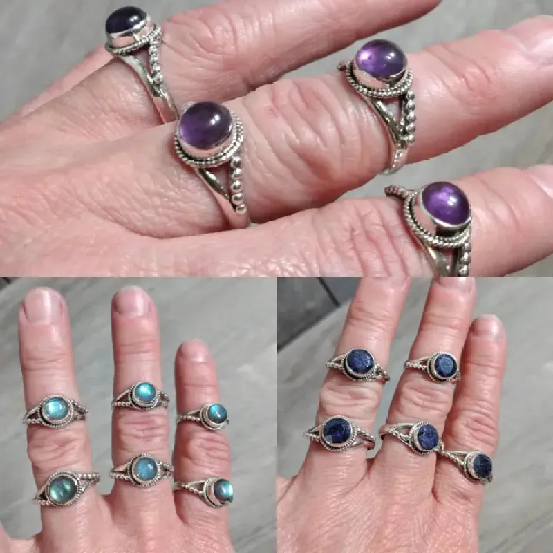 Sterling Silver Ring Gemstone Boho Twist- Amethyst sold by Sunbeam