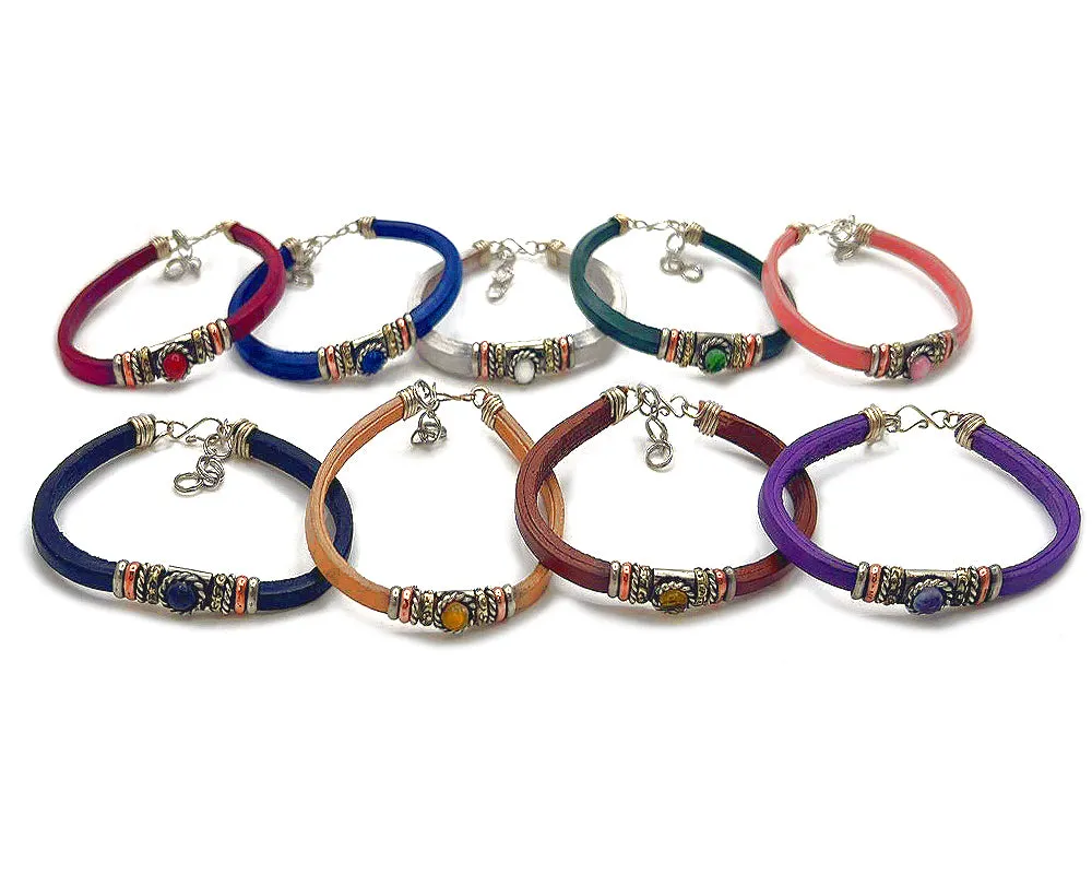 SINGLE STONE LEATHER BRACELET WITH COPPER sold by Sunbeam