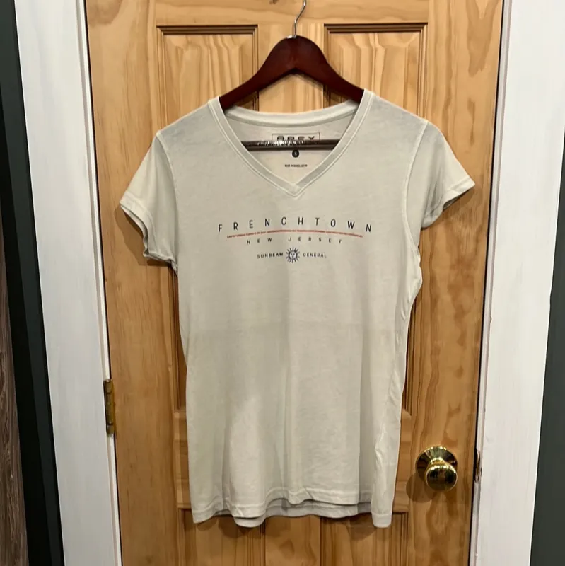 Frenchtown Icon Women's V-neck Tee - Sand sold by Sunbeam