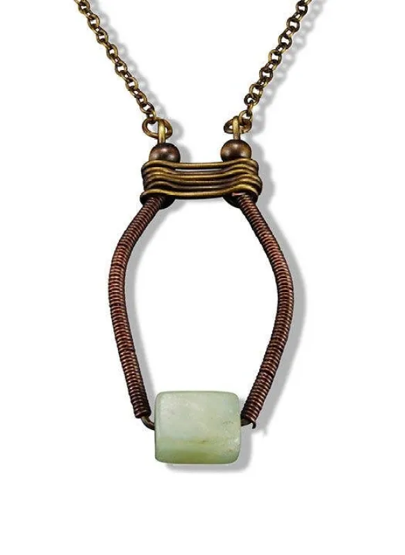 Antique Copper Wire and Aventurine Necklace sold by Sunbeam