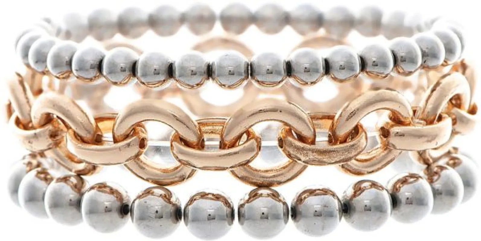 Two Tone Heavy Ball Chain Bracelet Set sold by Sunbeam