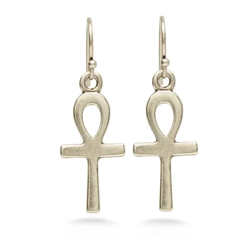 Ankh Earrings - Antiqued Silver sold by Sunbeam