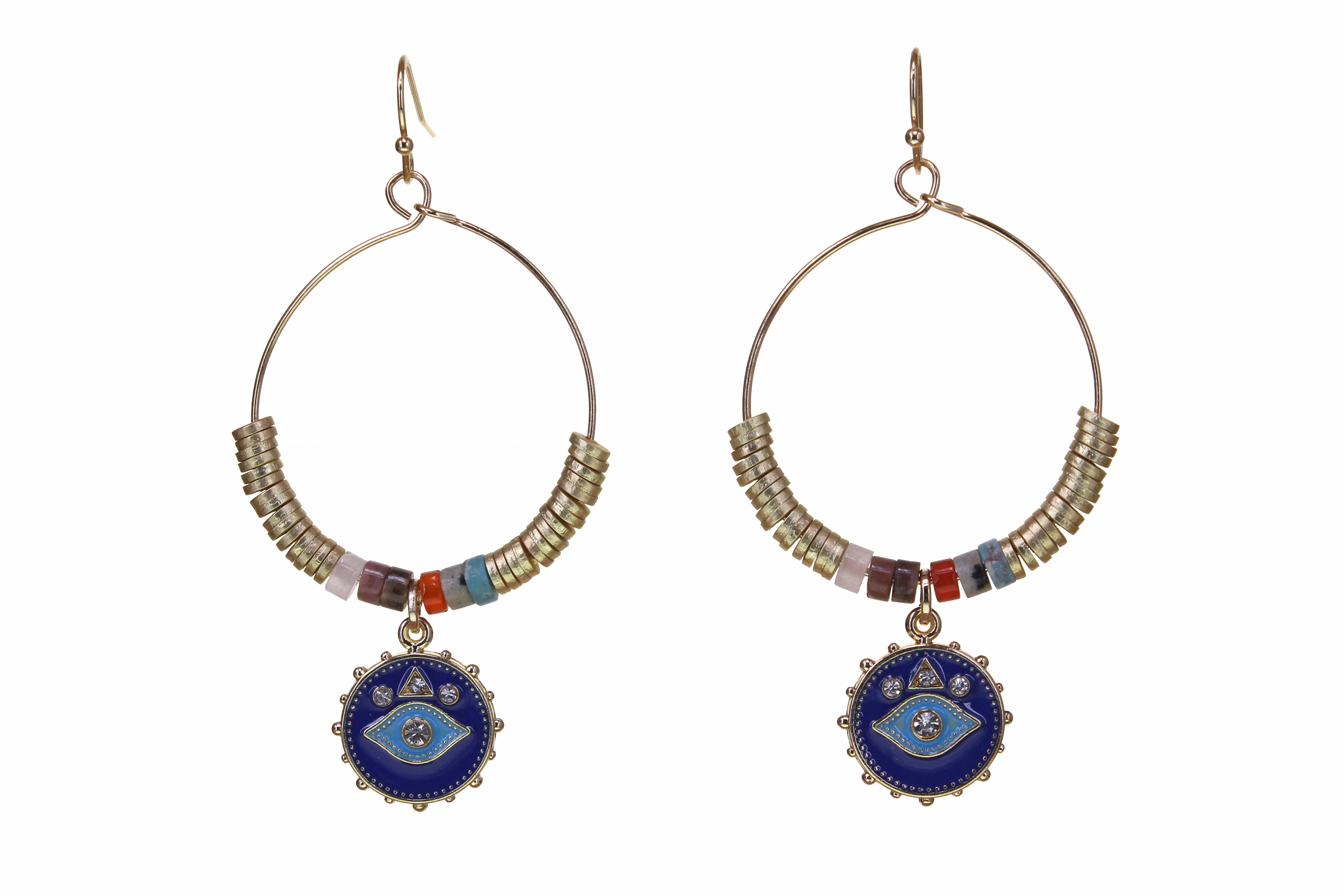 Hoop Earrings with Evil Eyes sold by Sunbeam