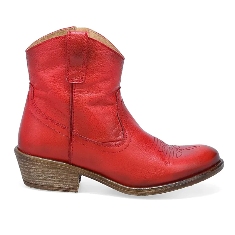 Carlitos Cowboy Ankle Boot-Red sold by Sunbeam