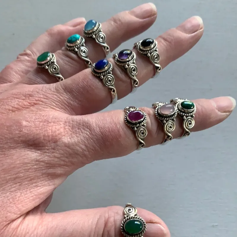 Sterling Silver Assorted Gemstone rings sold by Sunbeam