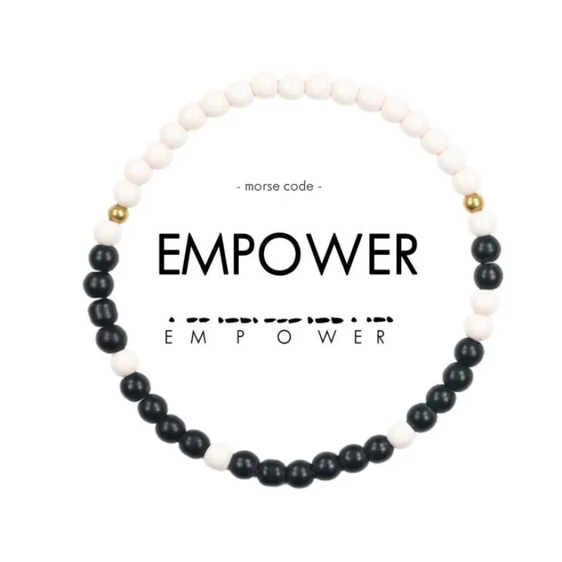 Morse Code Bracelet | EMPOWER - Cream & Matte Black sold by Sunbeam