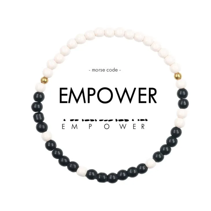 Morse Code Bracelet | EMPOWER - Cream & Matte Black sold by Sunbeam