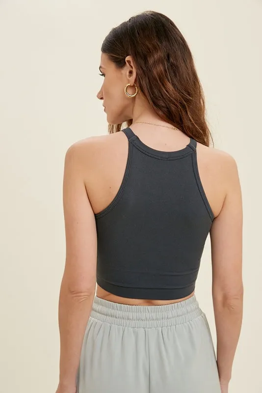 Charcoal Seamless Ribbed High Neck Bralette sold by Sunbeam product image thumbnail 2