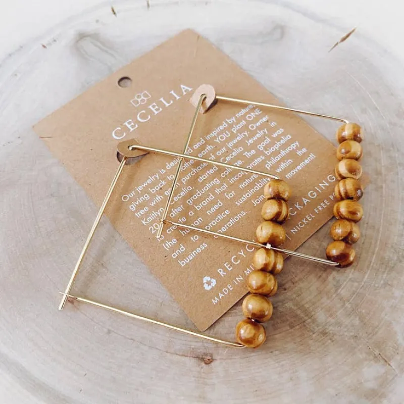 Beaded Square Hoop Earrings sold by Sunbeam