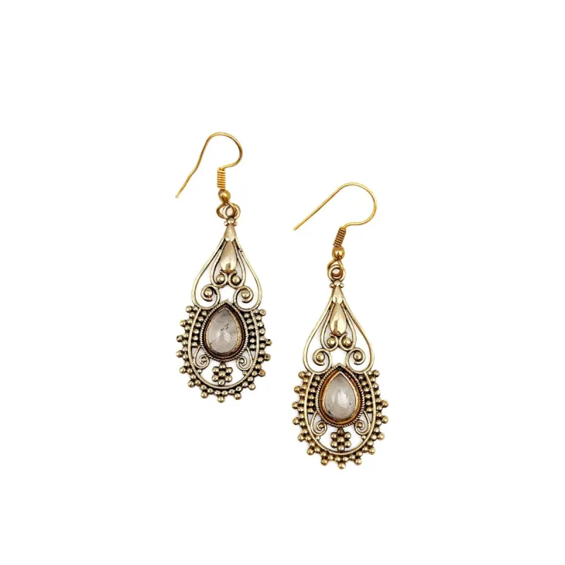 Gold-plated Tanvi Earrings with Semiprecious Stone – Rose Quartz sold by Sunbeam