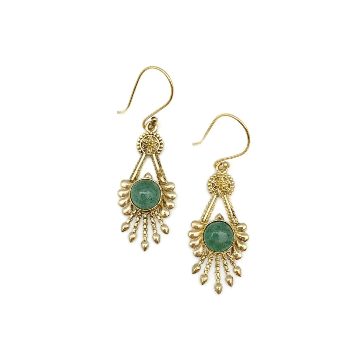 Tanvi Aventurine Earrings - Geometric Fringe sold by Sunbeam