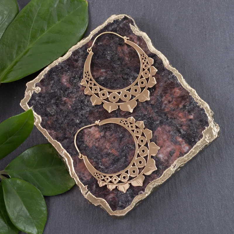 Brass Spotted Hoop Earrings. sold by Sunbeam