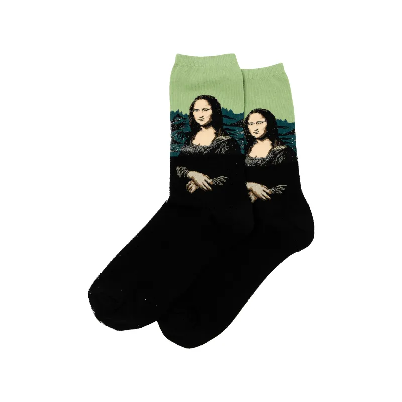 Men's Mona Da Vinci's Mona Lisa Crew Socks made by Hot Sox