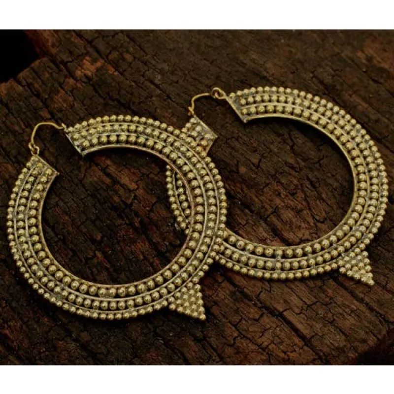 Large Brass Pointed Hoops sold by Sunbeam