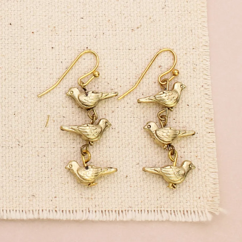 Flock of Birds Gold Linear Earrings sold by Sunbeam