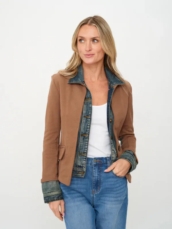 Mixed Media Denim Jacket- Clarissa made by Sunbeam